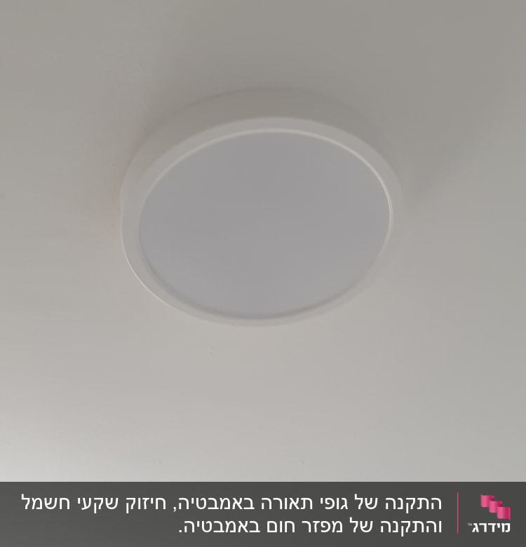 מנורת תקרה עגולה מותקנת על תקרה לבנה
